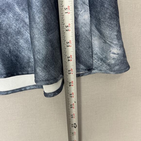 Zara Dress Womens Small Blue Denim Jean Print Satin Slip Maxi Y2K Backless Party - Picture 12 of 15